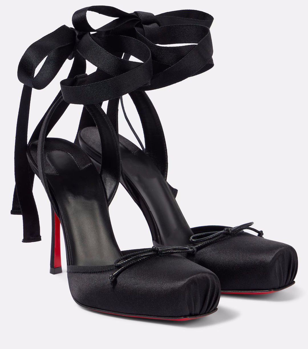 satin platform heels with ribbon ankle ties – BELLE
