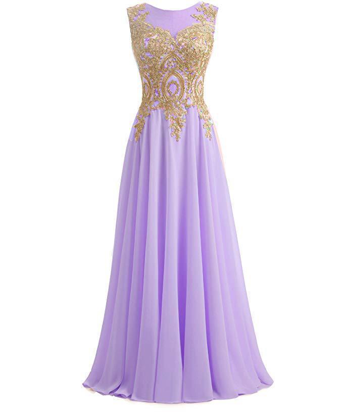 sleeveless chiffon gown with gold sequin bodice – AURONZA