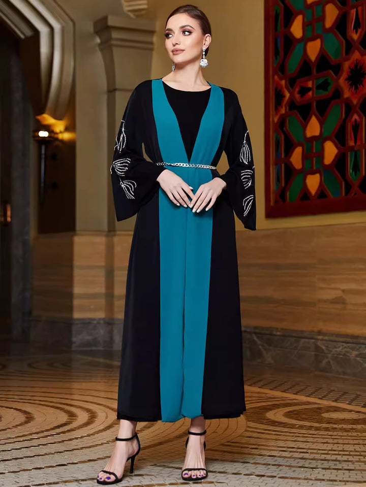 op maat gemaakte flare-pak met satijnen pofmouwen – VALENCIA 