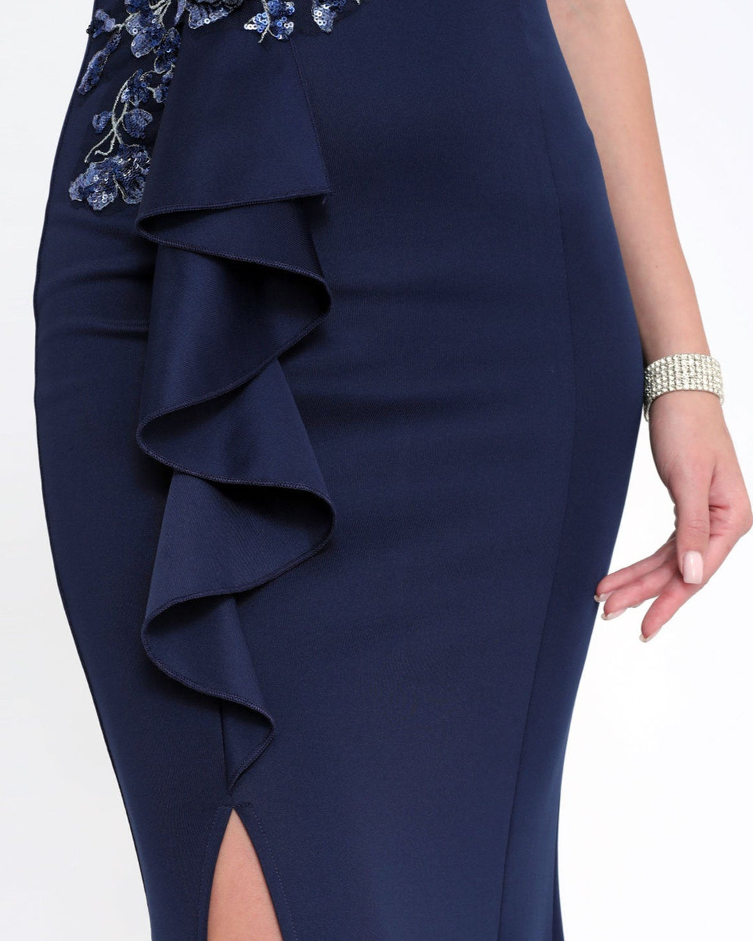 Geplooide top met uitlopende mouwen en maxi-rok set met tailleband – Rosiny 