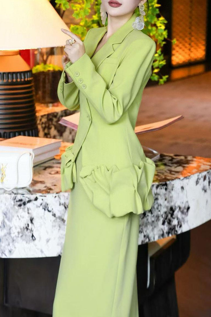 peplum blazer dress with sculpted ruffle hips – LIMEA