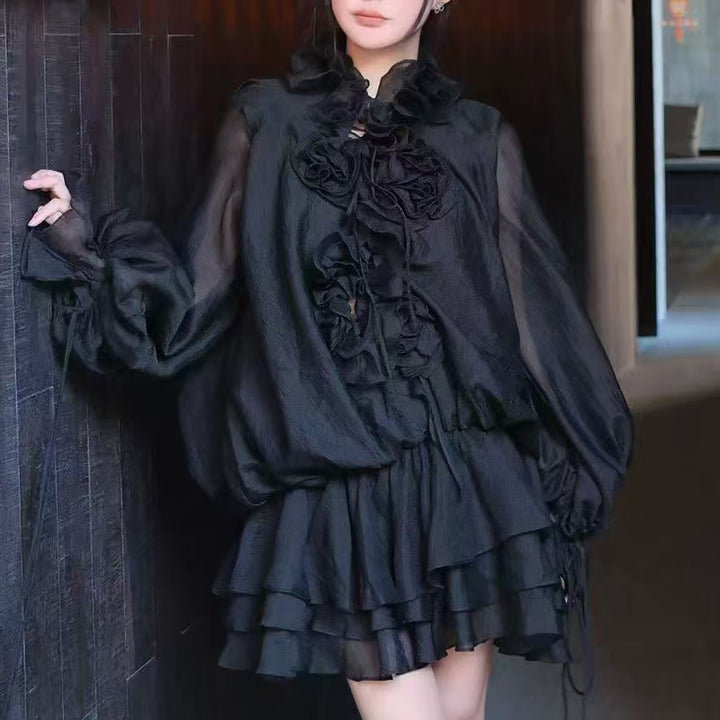 ruffled chiffon mini dress with tiered hem – ÉLOISE