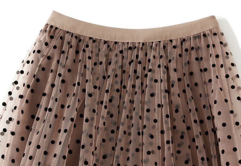 tiered polka-dot tulle midi skirt – DOTTI