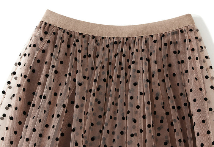 tiered polka-dot tulle midi skirt – DOTTI