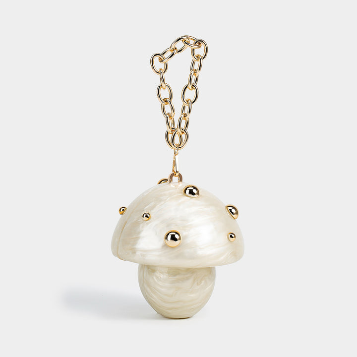sculpted mushroom resin clutch with gold chain – FUNGI
