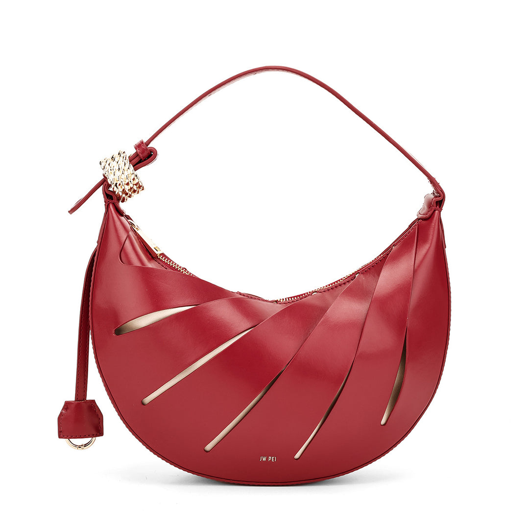 sculptural metallic crescent bag with wrapped handle – SELENE