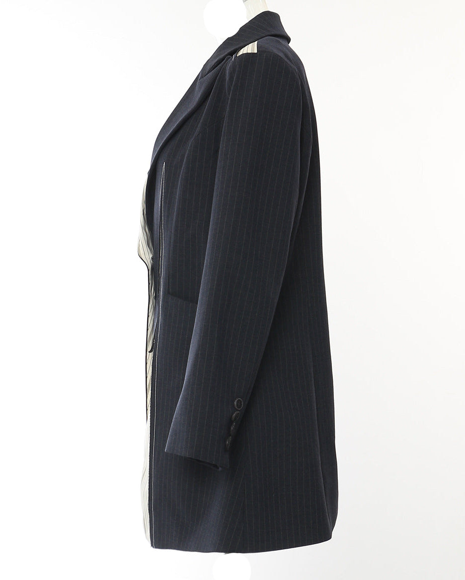 pinstripe blazer with asymmetric contrast panels – POLVA
