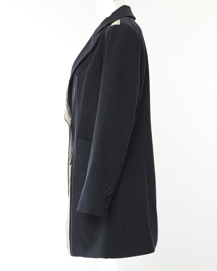 pinstripe blazer with asymmetric contrast panels – POLVA