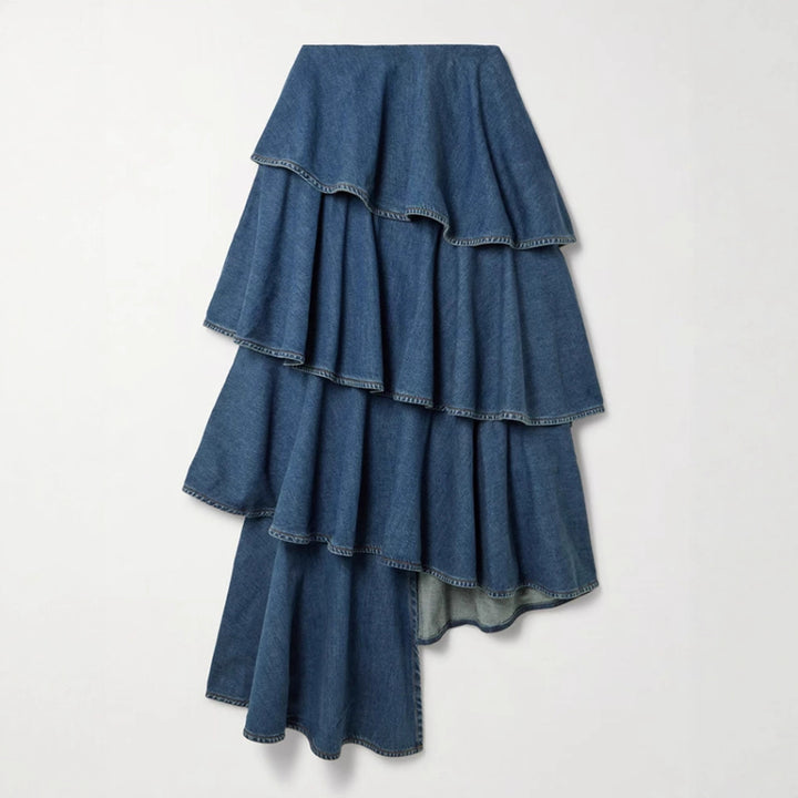 Haut à manches évasées plissées et ensemble jupe longue avec ceinture à la taille – Rosiny 