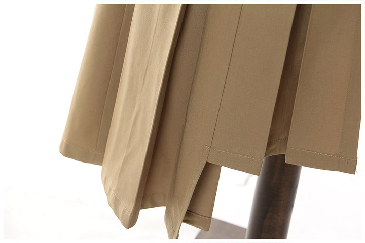 Belted trench-style midi dress with pleated skirt panels – TRENZA