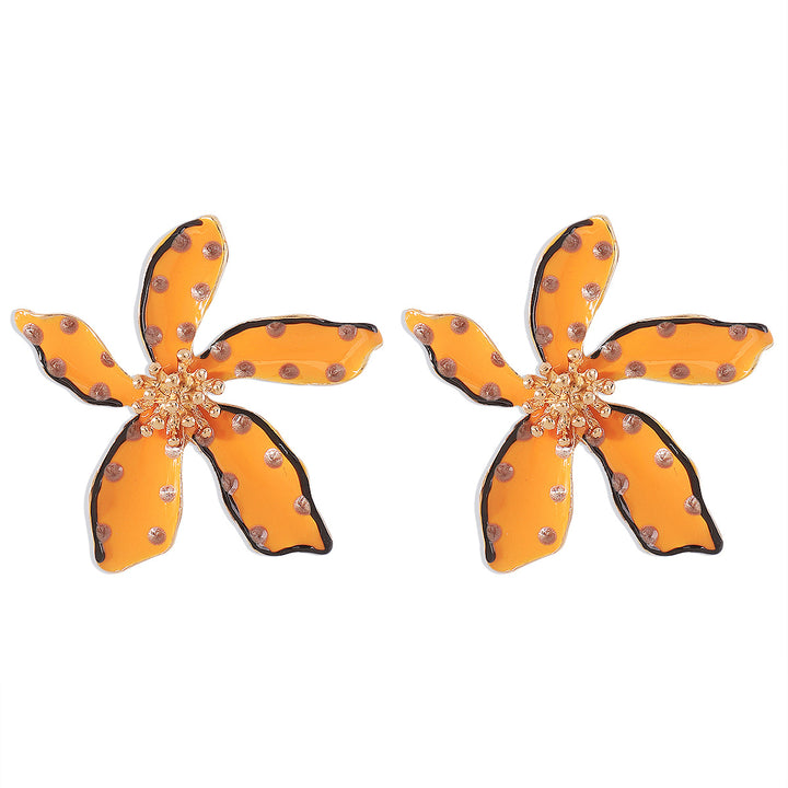 polka dot enamel flower earrings with gold accents - NOVAXI