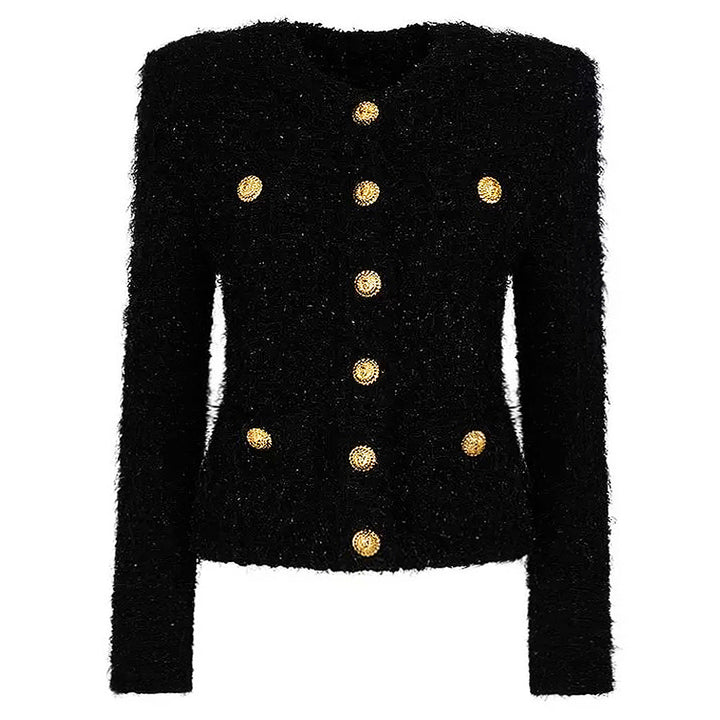 tweed jacket with gold button detailing – VERAQU