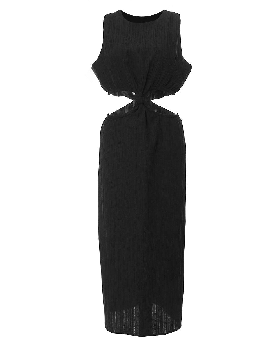 sleeveless pleated dress with front knot cutout – AURINDA