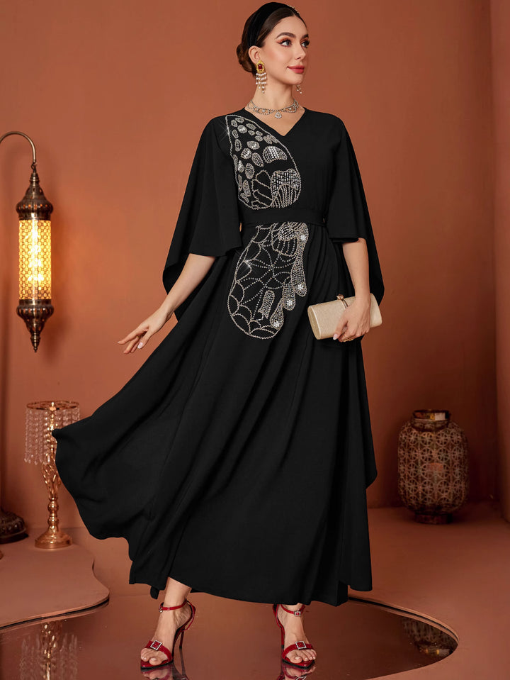 op maat gemaakte flare-pak met satijnen pofmouwen – VALENCIA 