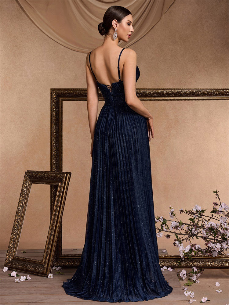 Geplooide top met uitlopende mouwen en maxi-rok set met tailleband – Rosiny 