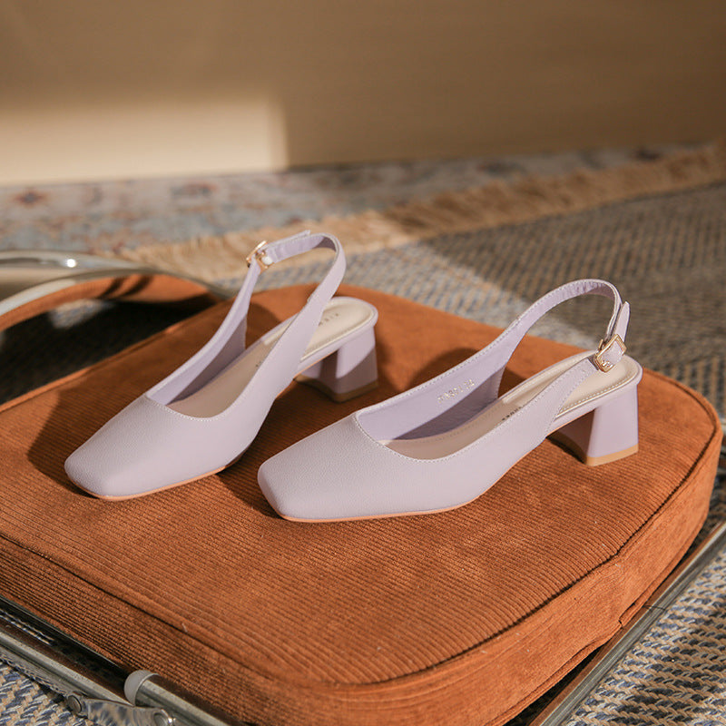 slingback block heels with square toe – AURARTU