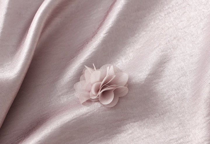 satin midi skirt with 3D floral appliqués – AMÉLIE