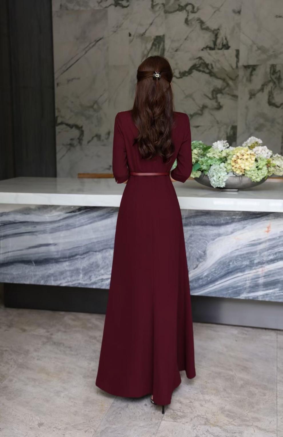 maxi evening dress with embellished neckline – AURORA