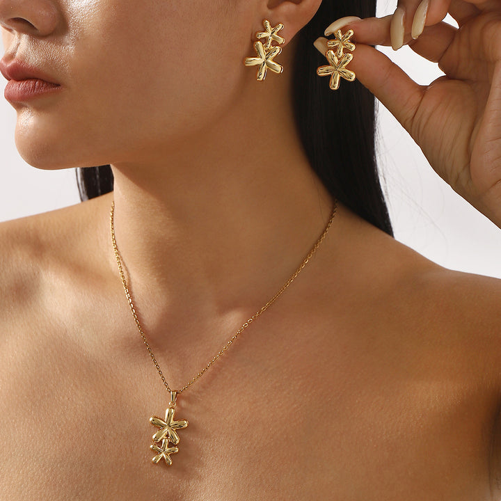 gold-plated geometric pendant jewelry sets in assorted designs – MIRA