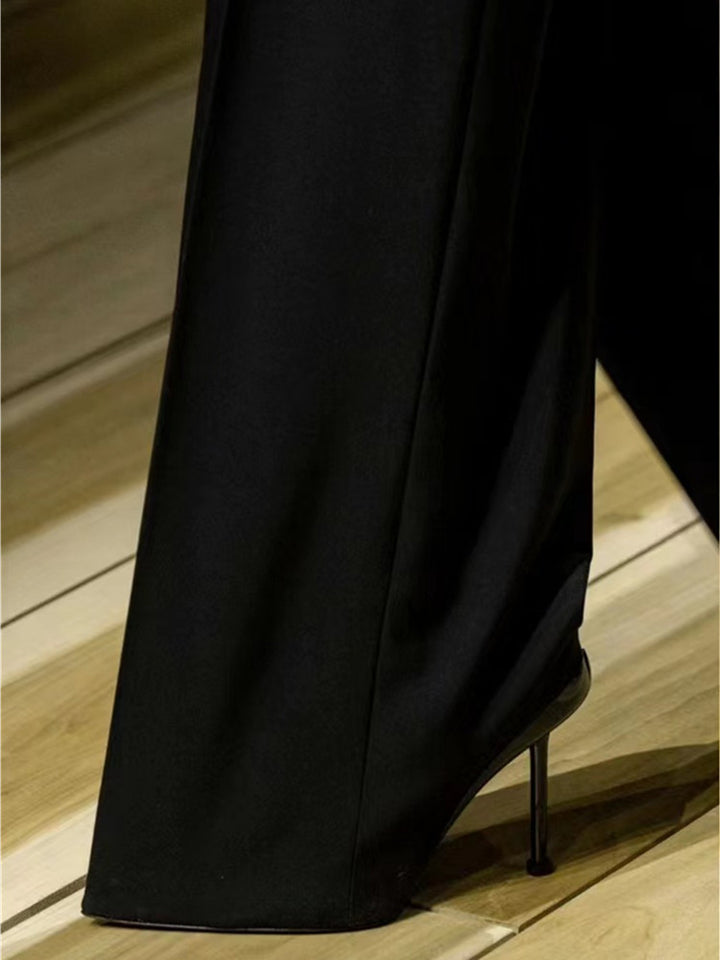 Geplooide top met uitlopende mouwen en maxi-rok set met tailleband – Rosiny 