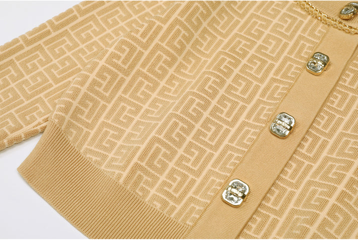 knitted two-piece dress set with logo pattern – CAMILA