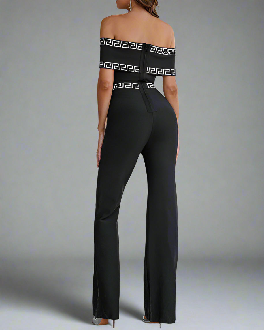 三季度袖缠绕礼服，饰有亮片翻领和花卉贴花 – ALINA 