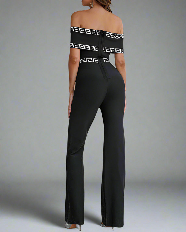 三季度袖缠绕礼服，饰有亮片翻领和花卉贴花 – ALINA 