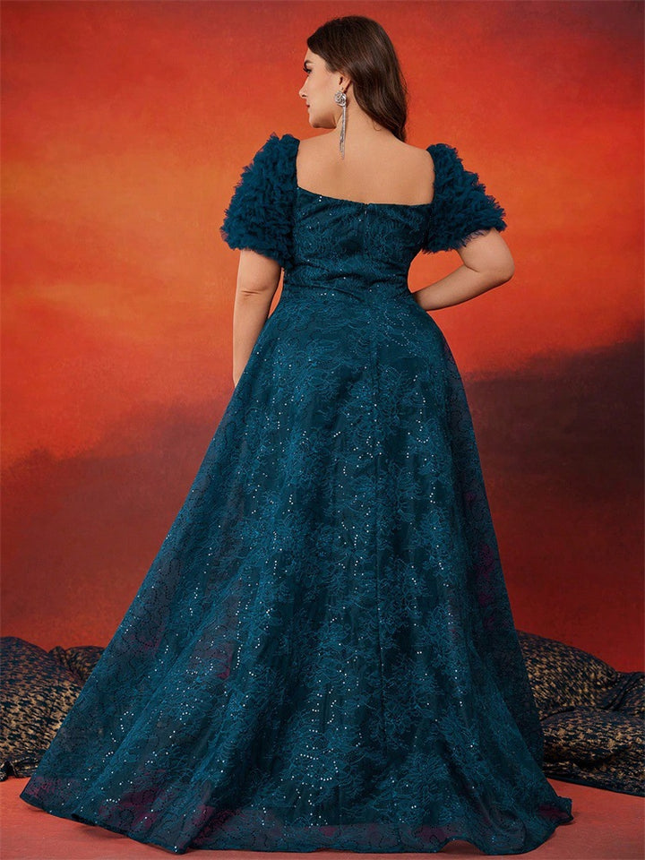 Geplooide top met uitlopende mouwen en maxi-rok set met tailleband – Rosiny 