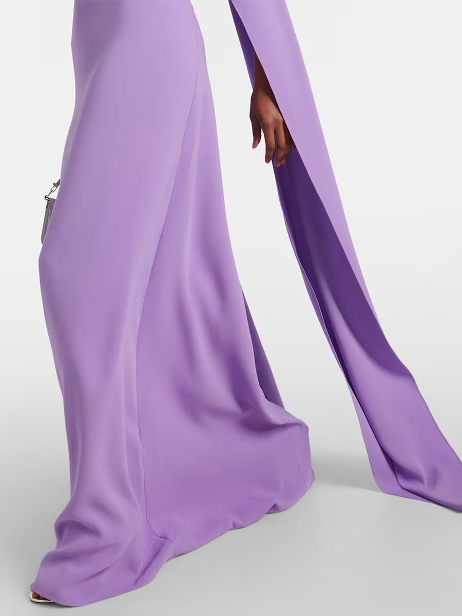 Geplooide top met uitlopende mouwen en maxi-rok set met tailleband – Rosiny 