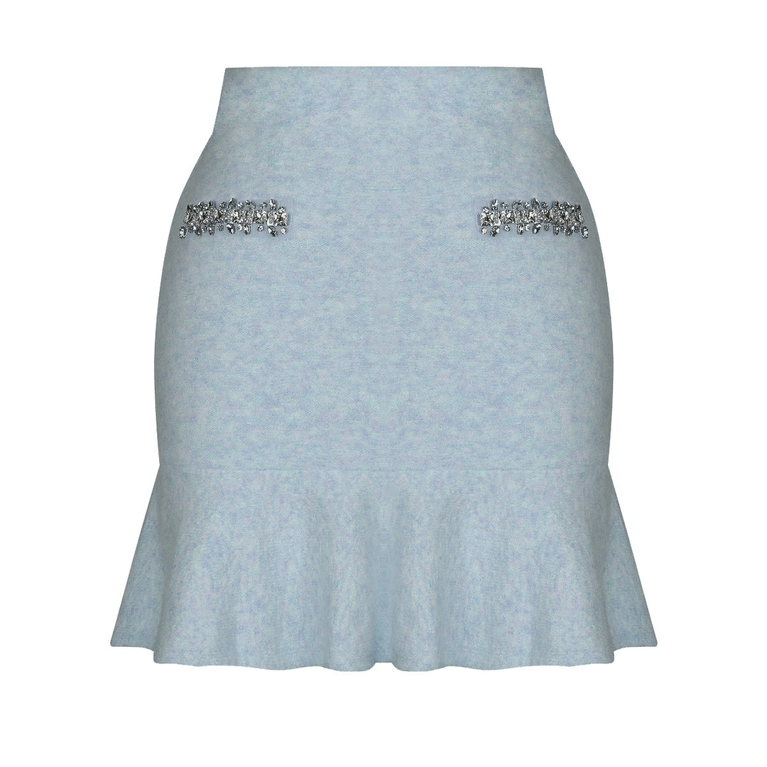 褶皱喇叭袖上衣和高腰裙套装，配腰带 – Rosiny 