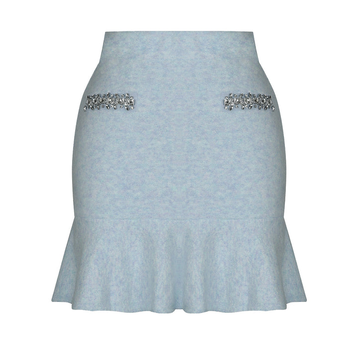 褶皱喇叭袖上衣和高腰裙套装，配腰带 – Rosiny 