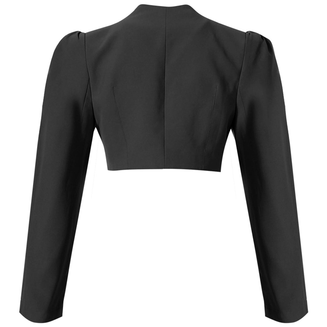 op maat gemaakte flare-pak met satijnen pofmouwen – VALENCIA 