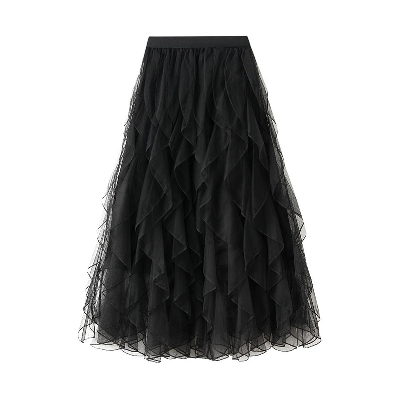 layered tulle skirt with contrast wave edging – SERENE