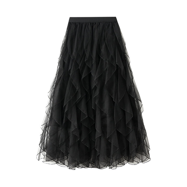 layered tulle skirt with contrast wave edging – SERENE