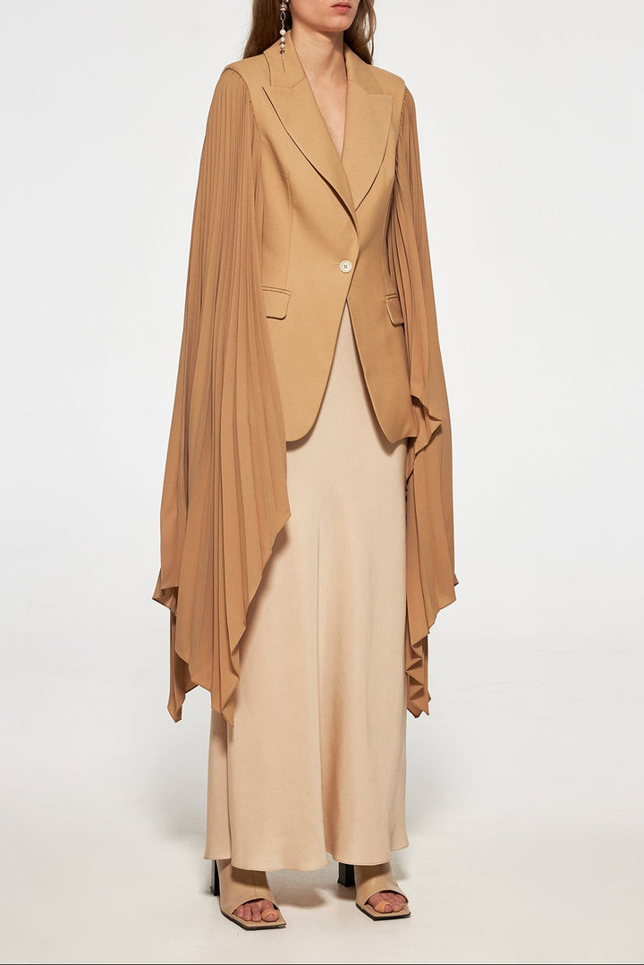 pleated cape sleeve blazer – CAMILA