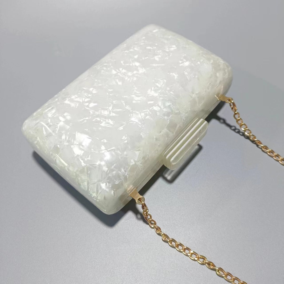 multicolor marble acrylic clutch with box silhouette – ELODIECU