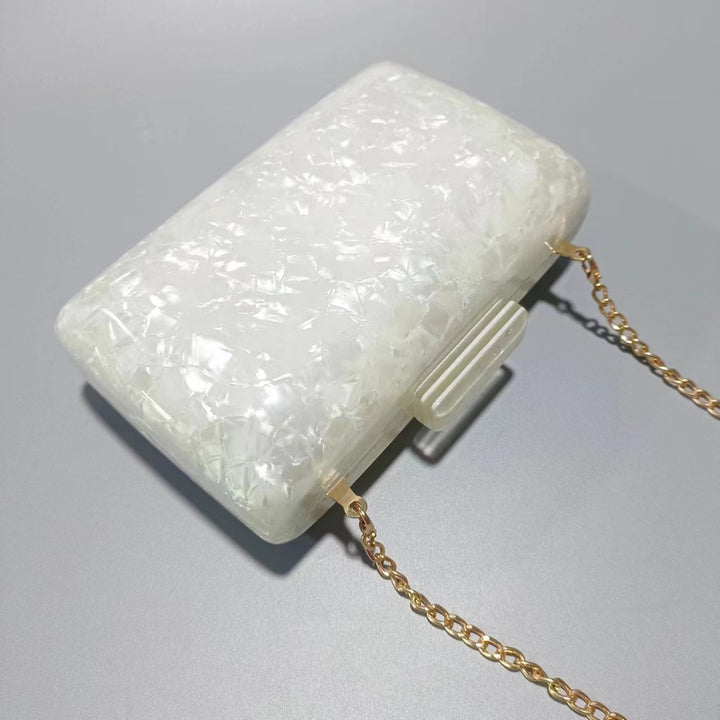 multicolor marble acrylic clutch with box silhouette – ELODIECU