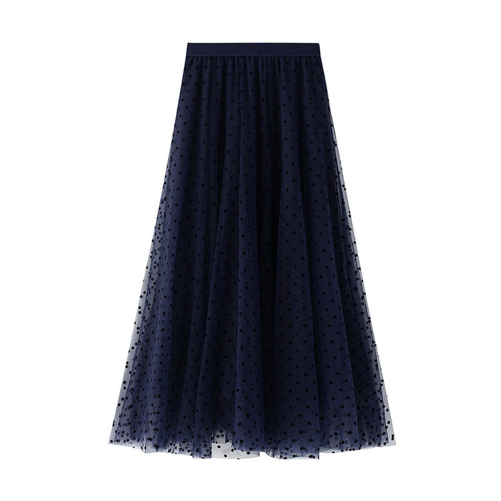 Polka Dot Mesh Maxi Skirt with Elastic Waist – LUMINA