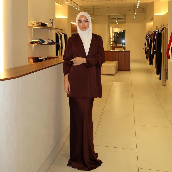 Satin Blazer & Wide-Leg Pants Set – OLIVEA