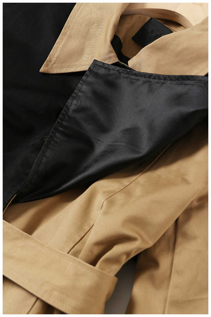 contrast panel belted trench dress – SAHARA