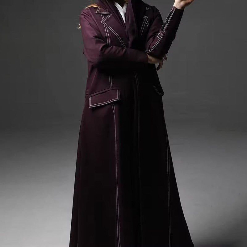 معطف طويل مصمم خصيصًا مع خياطة متباينة - مارلون