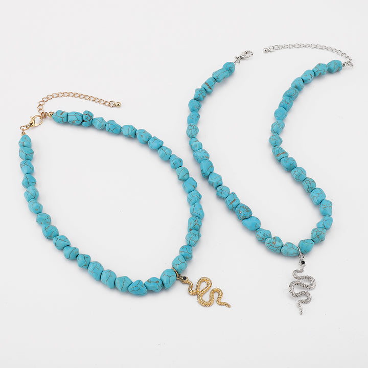 turquoise bead necklace set with symbolic pendants – AZURA