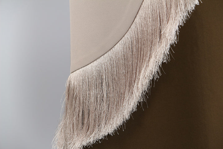 Long Straight-Cut Jacket with Wavy Fringe Panel – SABLE