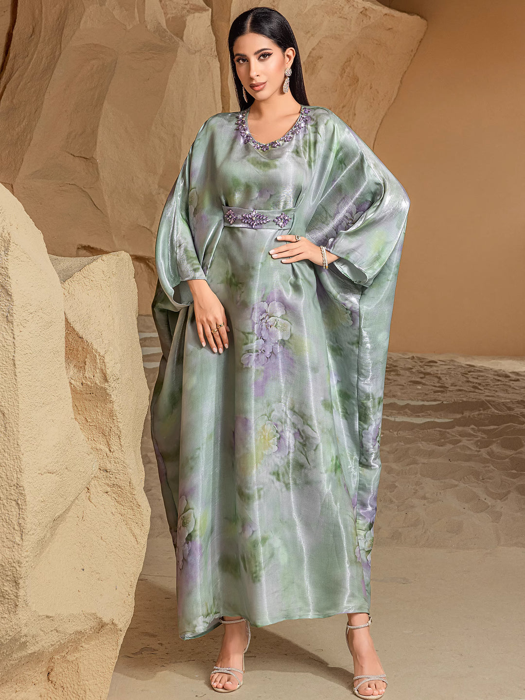 定制喇叭套装，配缎面泡泡袖 - VALENCIA 