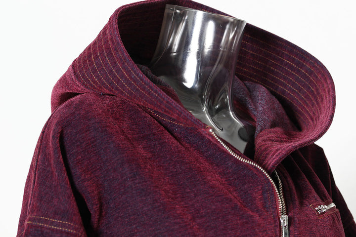 cropped hooded denim jacket with zipper details – NOVA