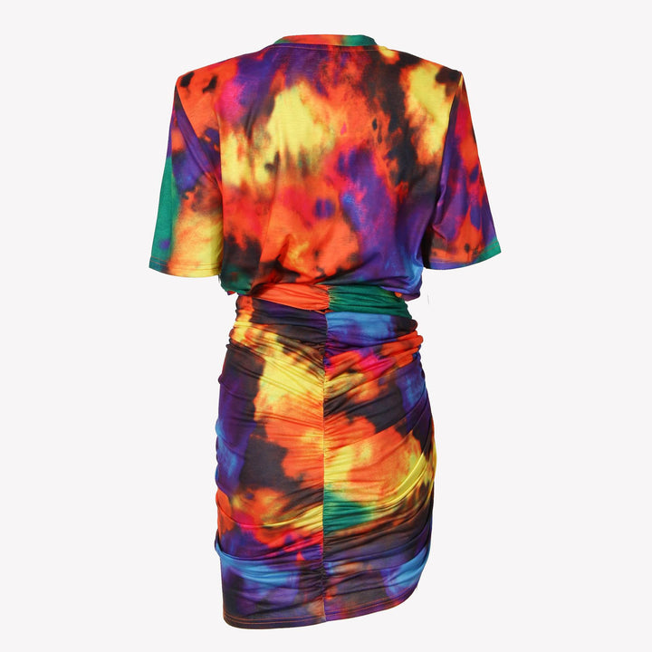 short-sleeve tie-dye top and ruched mini skirt set - ZARUFA
