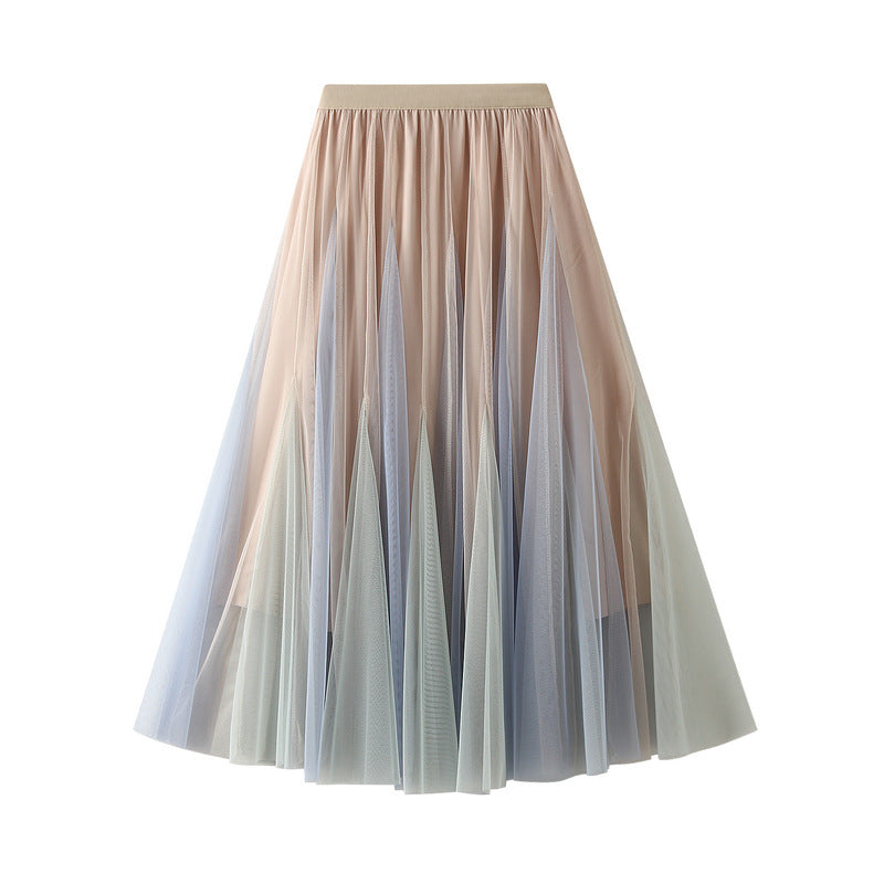 ombré tulle midi skirt with layered pleats – AURORA
