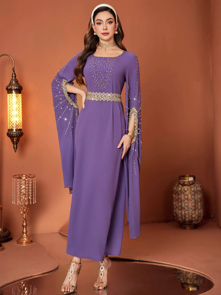 op maat gemaakte flare-pak met satijnen pofmouwen – VALENCIA 