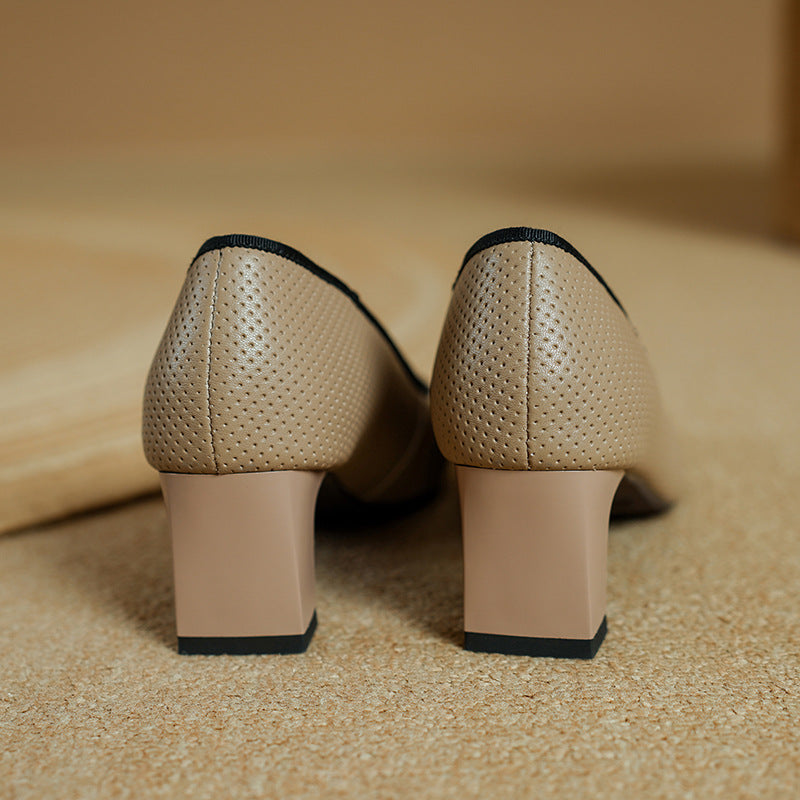 block heel pumps with contrast cap toe – CELINERI