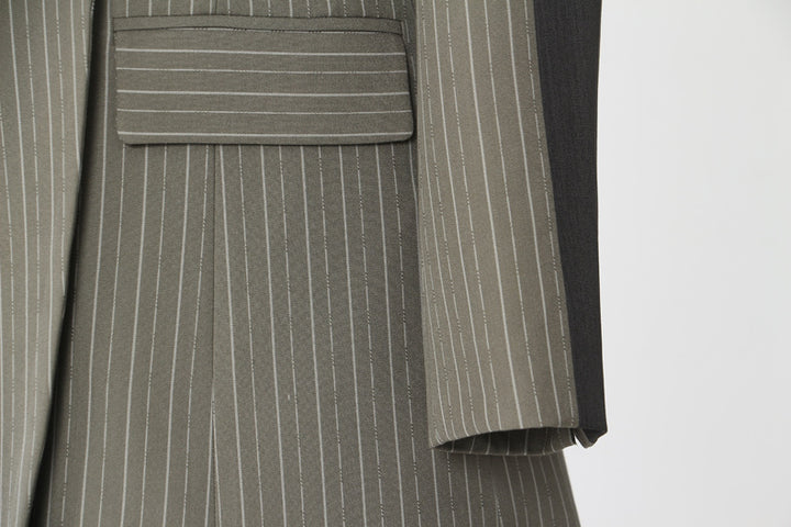 pinstripe tailored blazer dress with contrast lapel – ASTRA